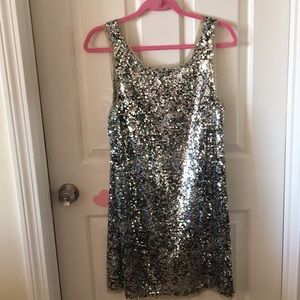 J. Crew sequin slip dress silver/camo sequins